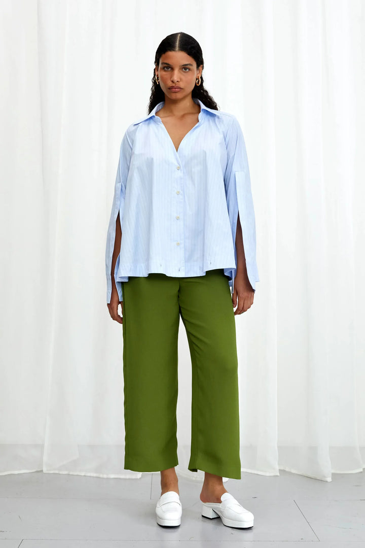 Chemise Fracture, chemise trapèze en coton bleu