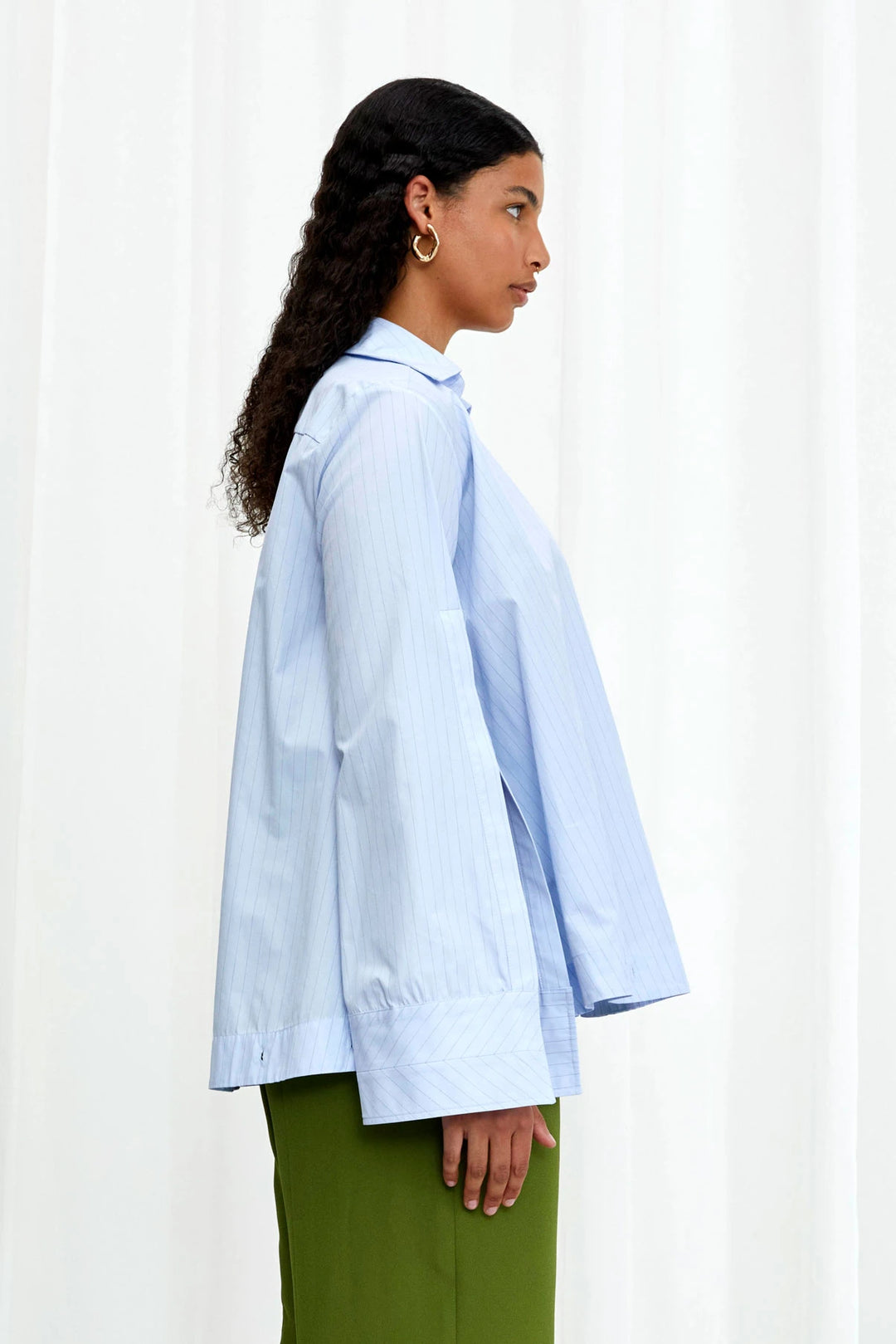 Chemise Fracture, chemise trapèze en coton bleu