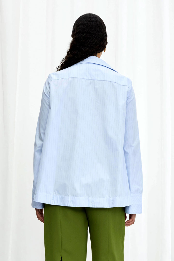 Chemise Fracture, chemise trapèze en coton bleu