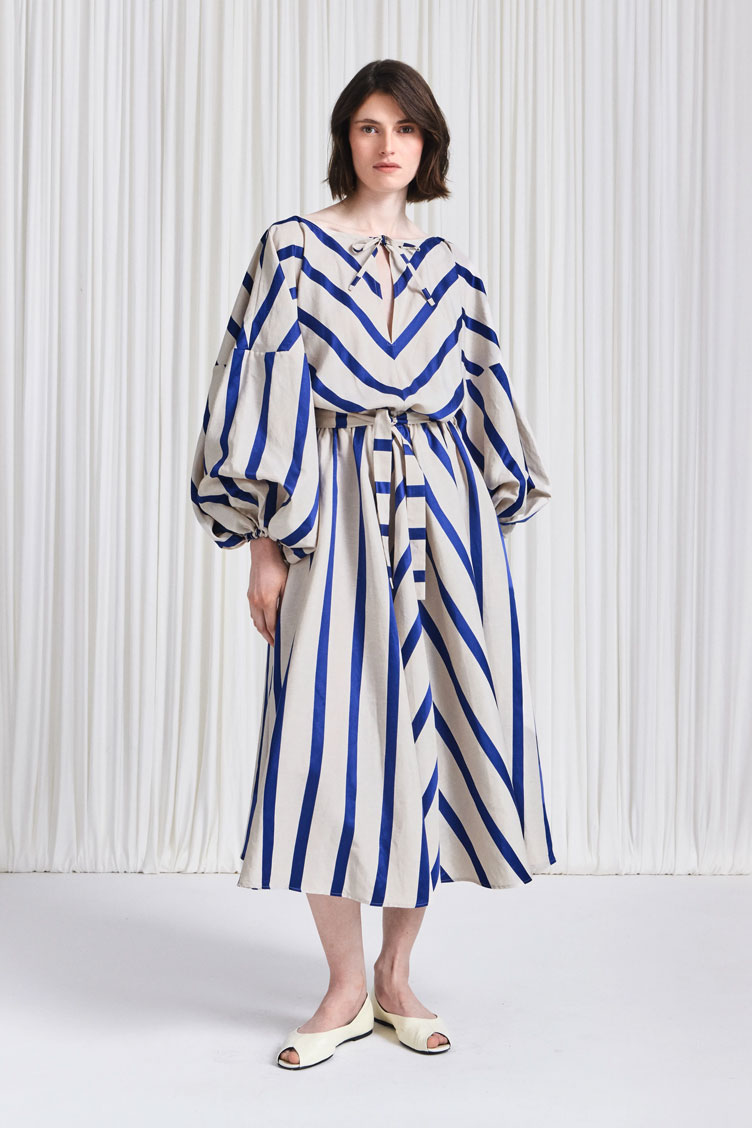 blue stripe linen dress Jakob Slip Dress French Blue Stripe  LUXMII