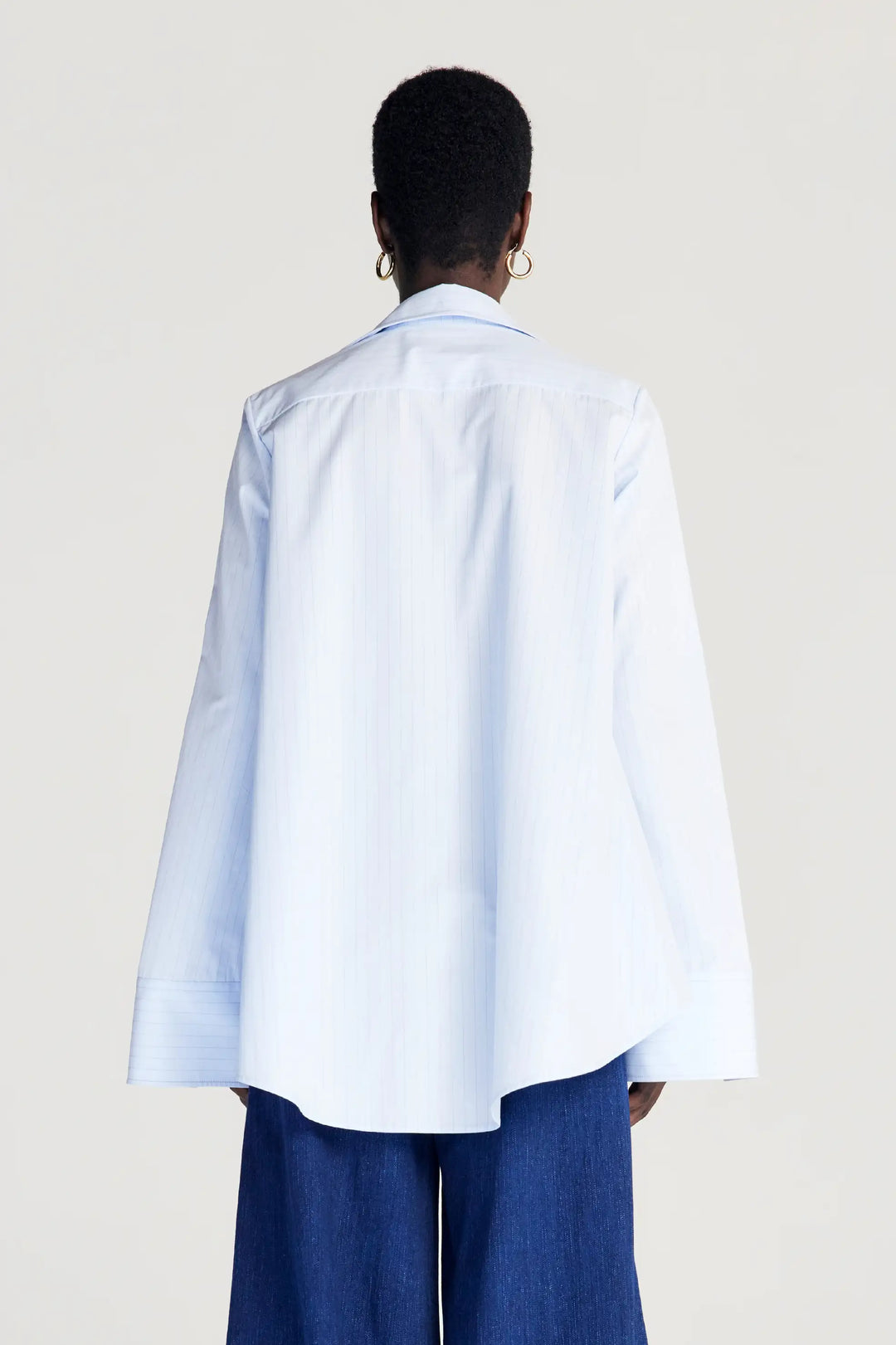 Chemise Fracture, chemise trapèze en coton bleu