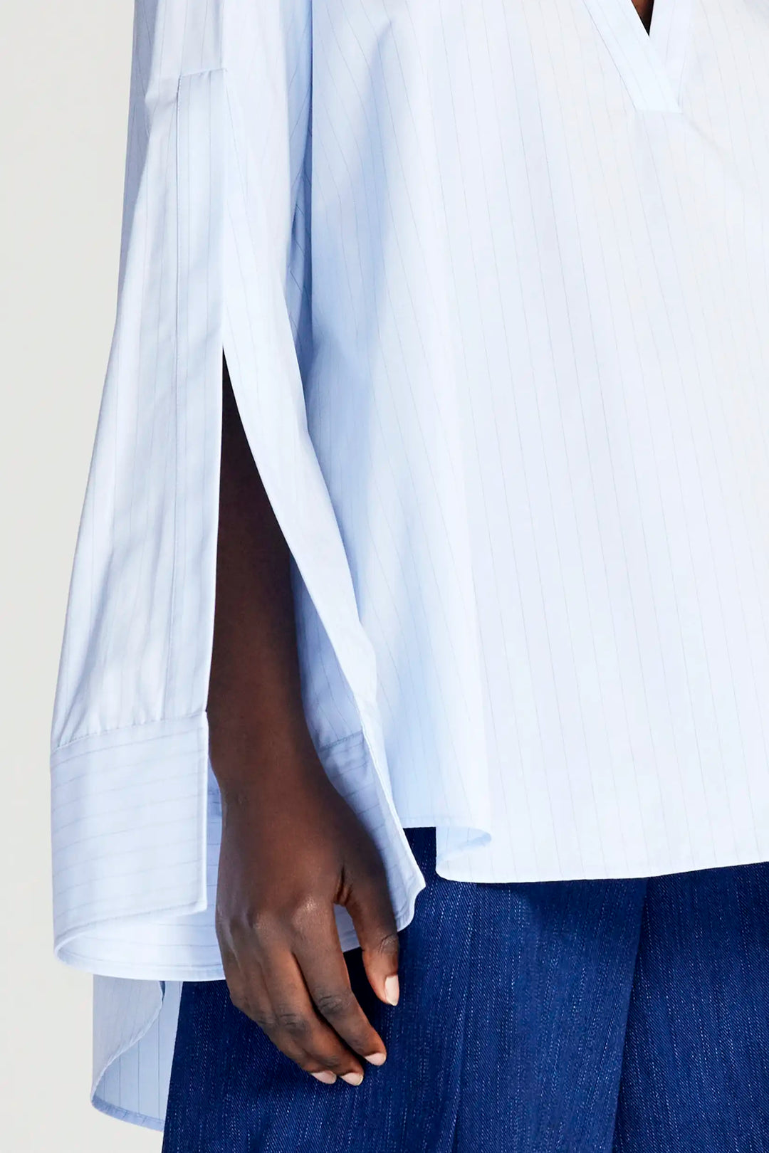 Chemise Fracture, chemise trapèze en coton bleu