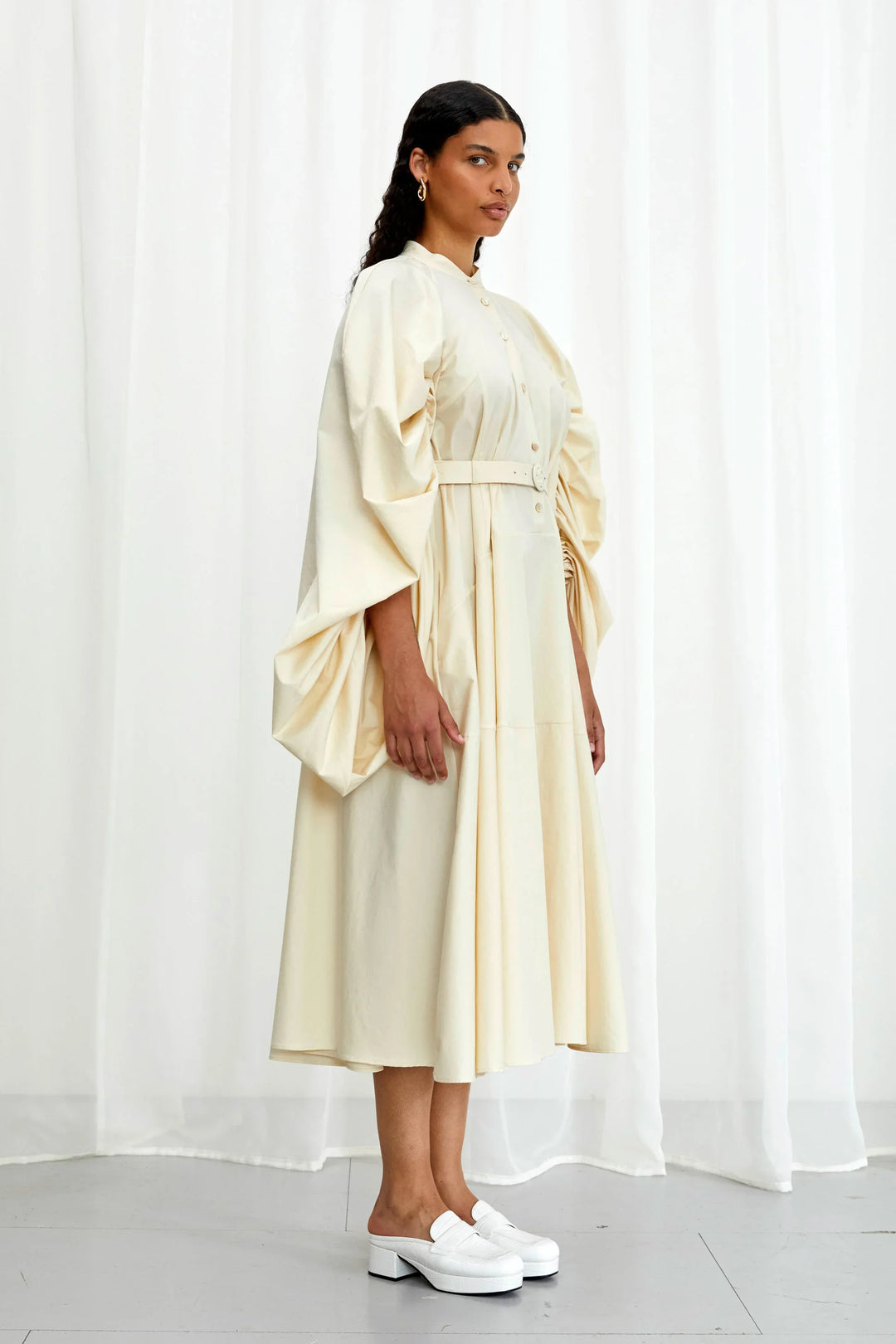 Robe midi Encompass, robe midi en coton crème