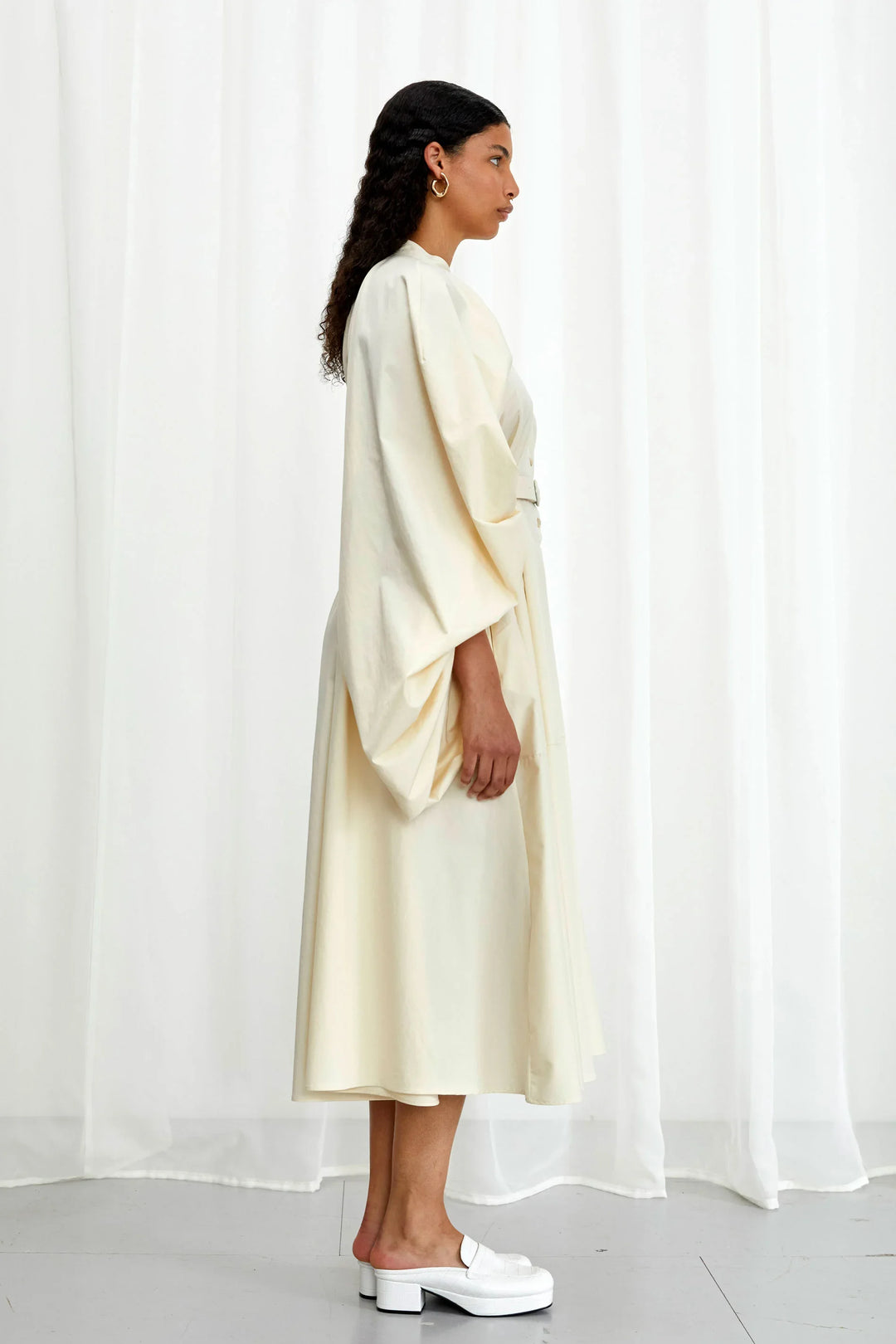 Robe midi Encompass, robe midi en coton crème