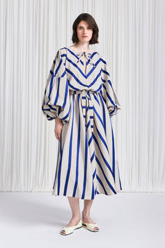 The Sonnet Dress in Blue Linen Awning Stripe – palmer//harding