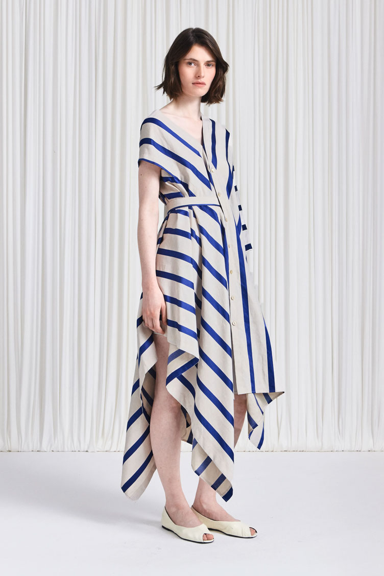blue and white striped asymmetrical dress Topshop - Maxi Dress - Women - Viscose/Polybutylene Terephthalate - L
