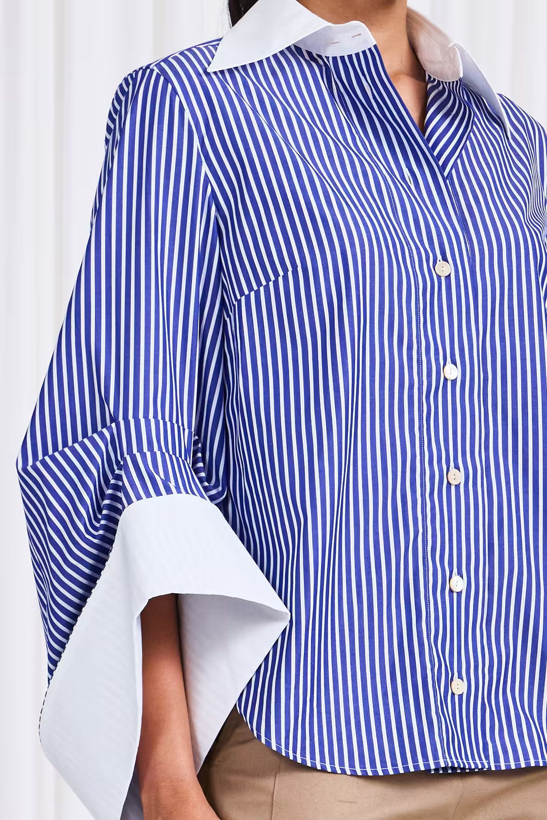The Intention Shirt in Blue Striped Cotton Poplin - palmer//harding