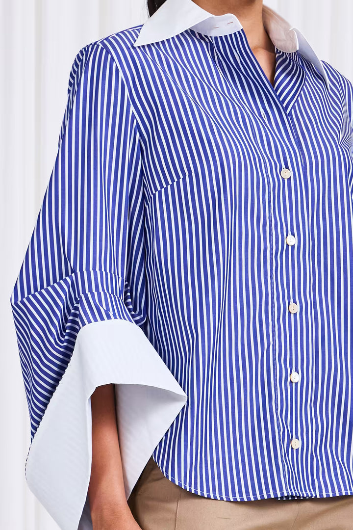 The Intention Shirt in Blue Striped Cotton Poplin - palmer//harding