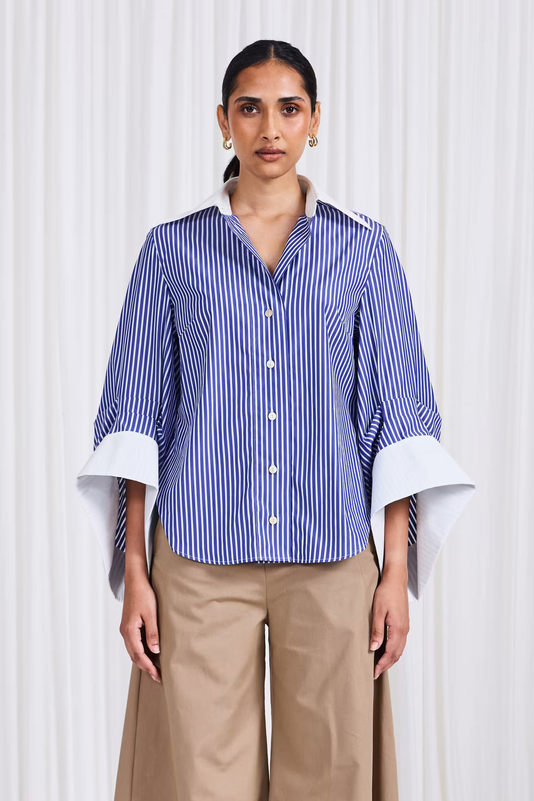 The Intention Shirt in Blue Striped Cotton Poplin - palmer//harding