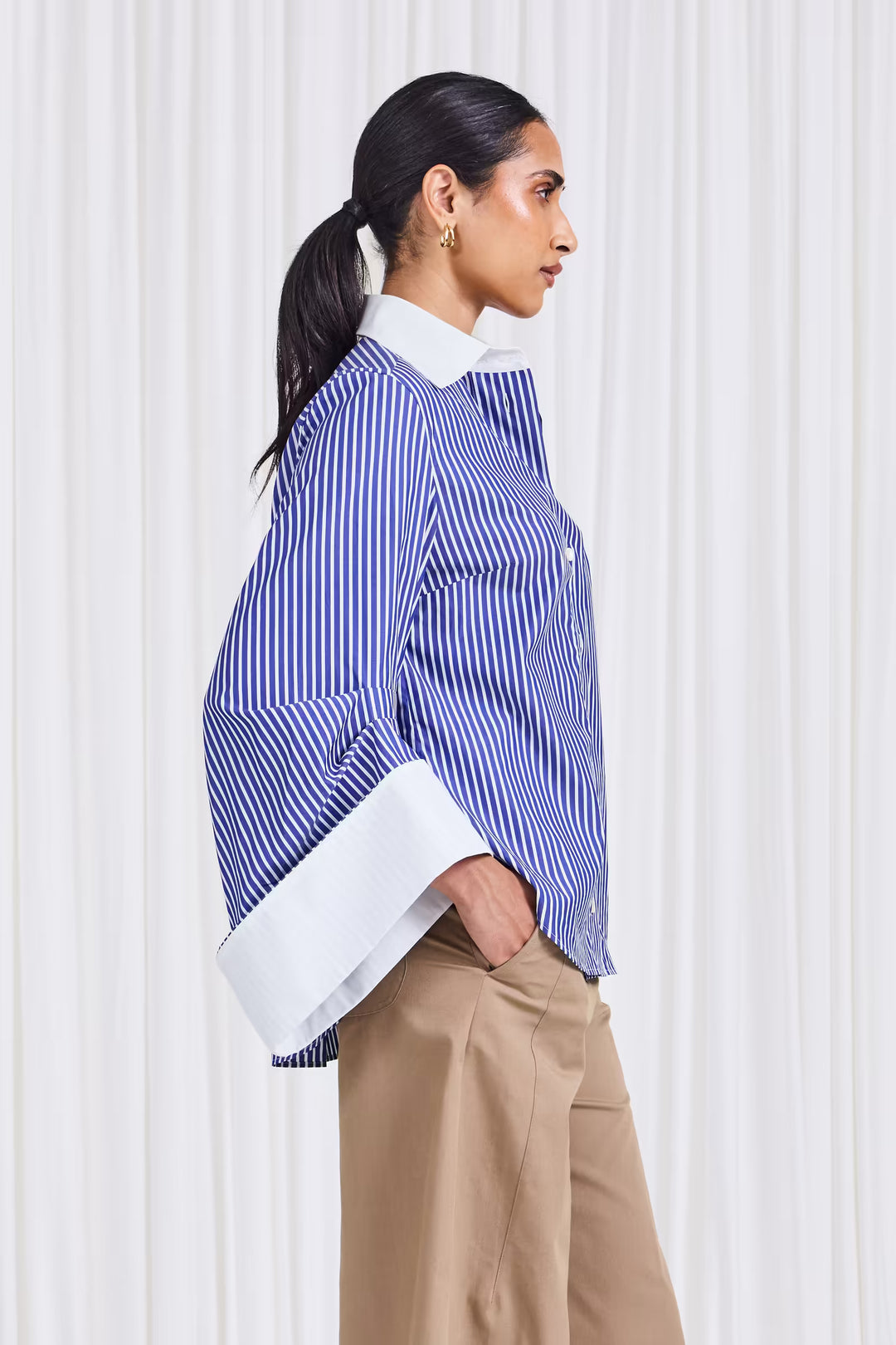 The Intention Shirt in Blue Striped Cotton Poplin - palmer//harding