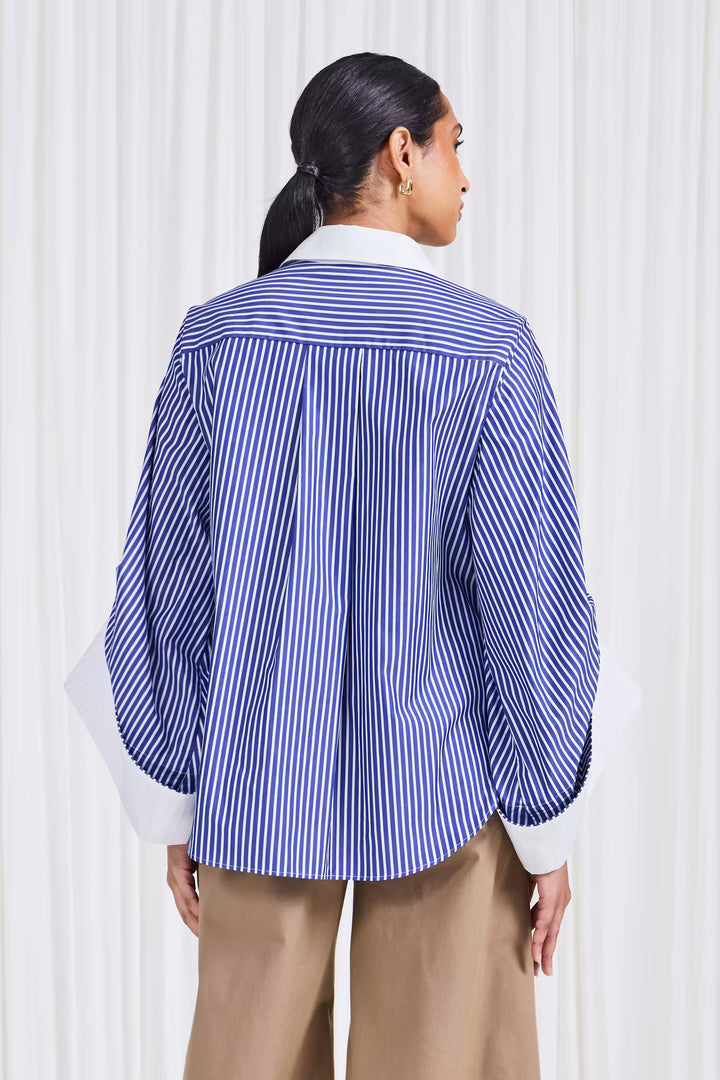 The Intention Shirt in Blue Striped Cotton Poplin - palmer//harding