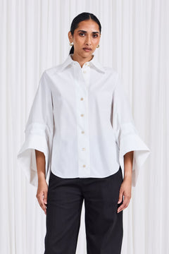 The Intention Shirt in White Cotton Poplin - palmer//harding
