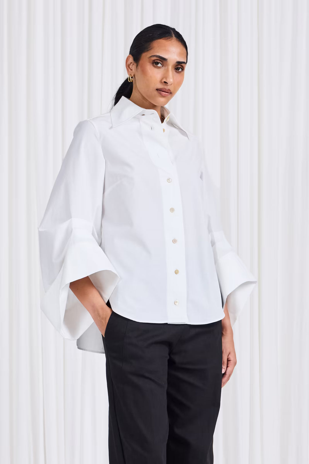 The Intention Shirt in White Cotton Poplin - palmer//harding