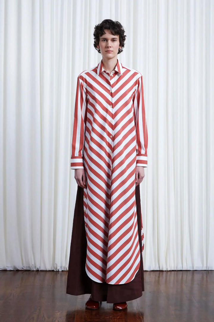 Lovers Dress, red chevron stripe loose fit cotton shirt dress