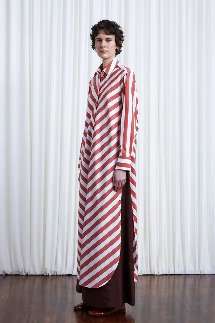Lovers Dress, red chevron stripe loose fit cotton shirt dress