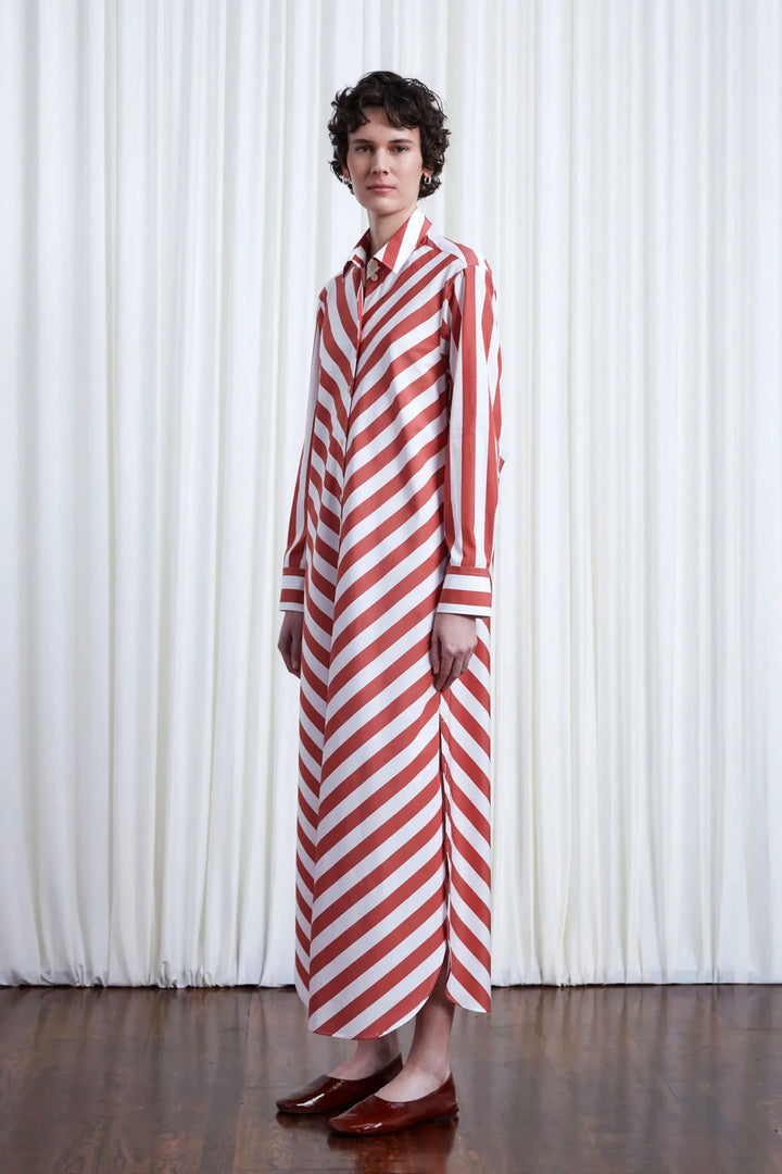 Lovers Dress, red chevron stripe loose fit cotton shirt dress