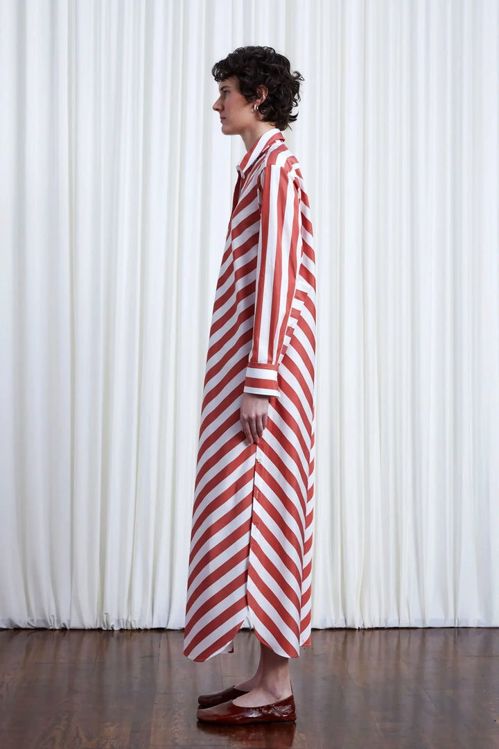 Lovers Dress, red chevron stripe loose fit cotton shirt dress