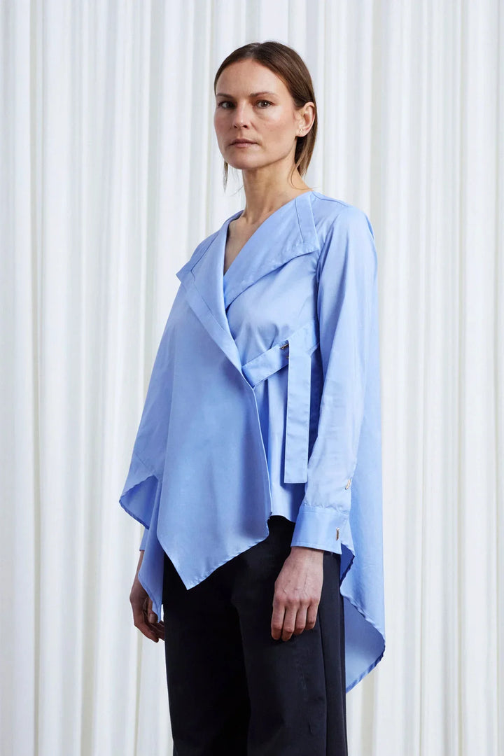 Gentle Collide Shirt, Blue Cotton Poplin