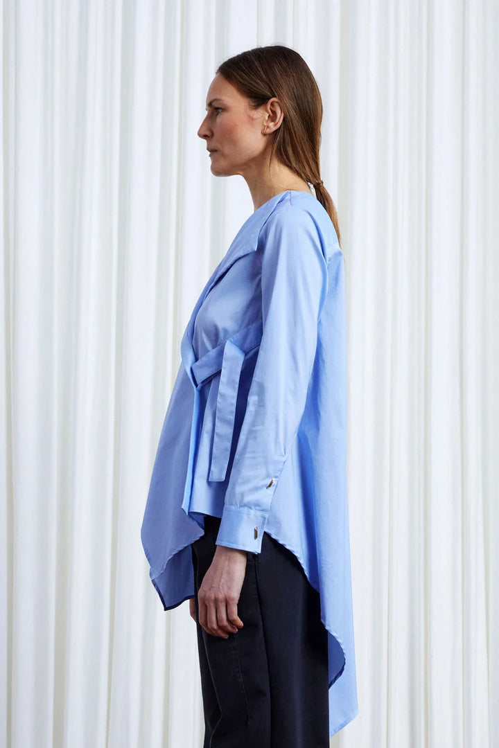 Gentle Collide Shirt, Blue Cotton Poplin