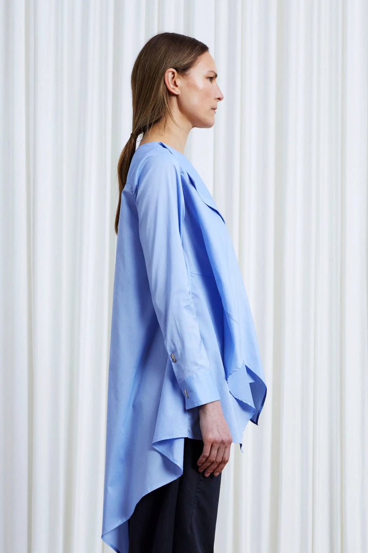 Gentle Collide Shirt, Blue Cotton Poplin