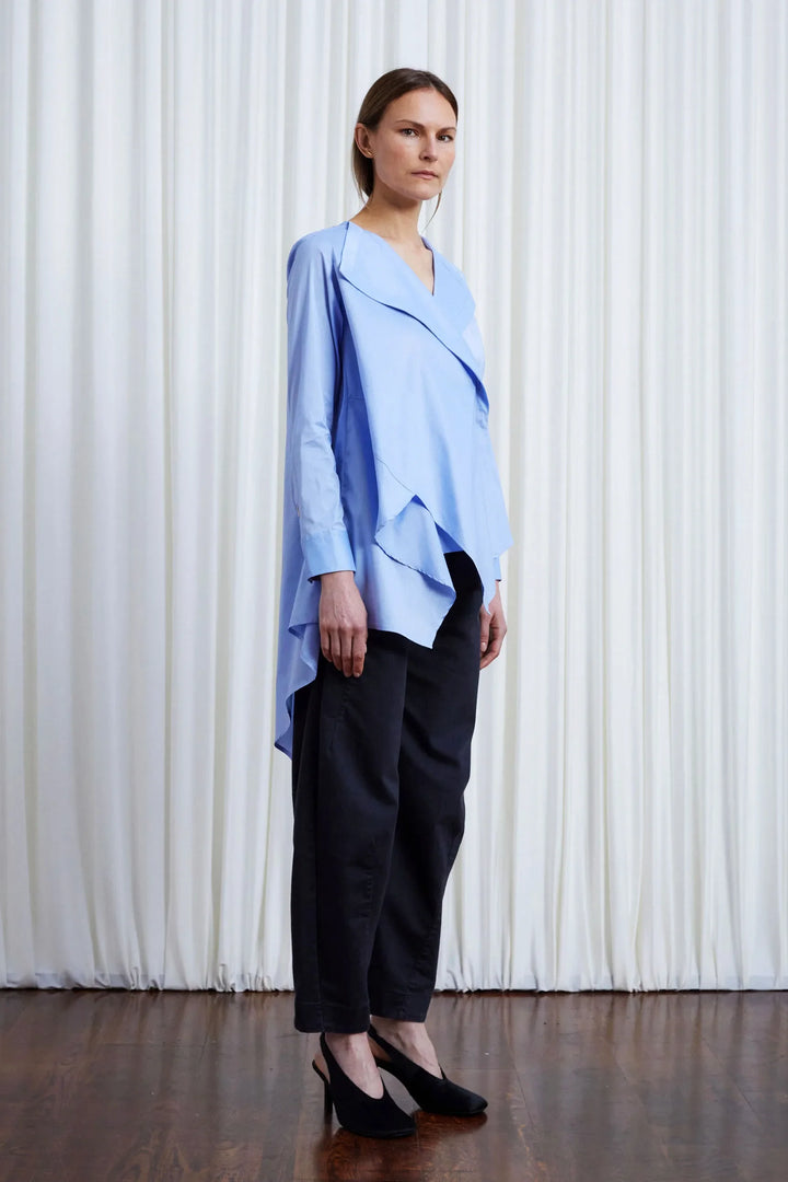 Gentle Collide Shirt, Blue Cotton Poplin