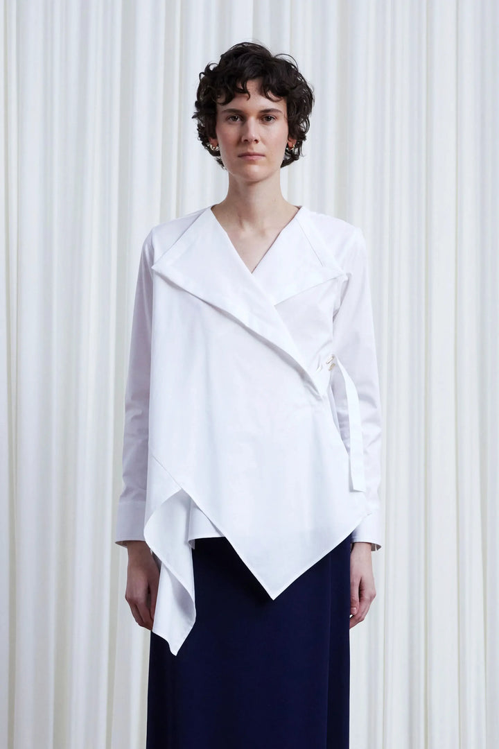 Gentle Collide Shirt, White Cotton Twill