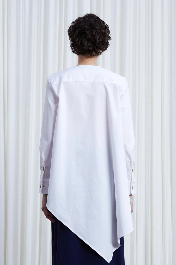 Gentle Collide Shirt, White Cotton Twill