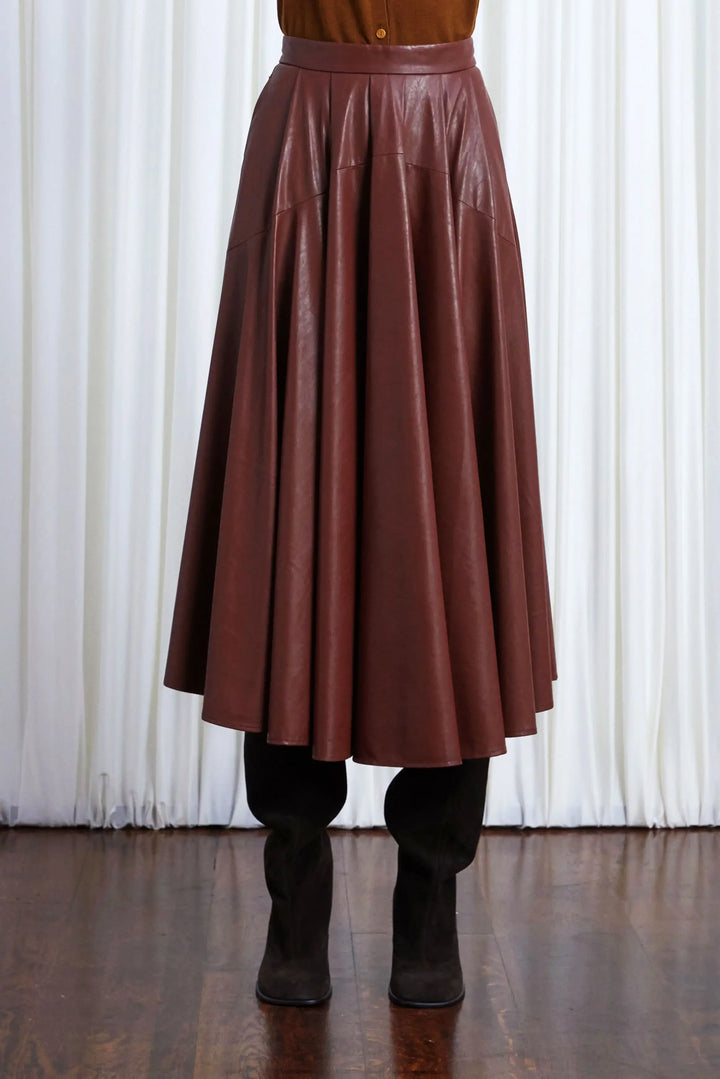 Gentle Collide Skirt, Mahogany Vegan Leather
