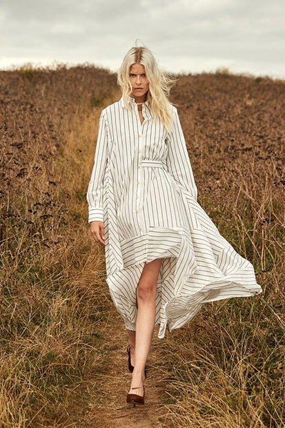 palmer harding shirt dress Palmer//Harding Cotton Stripe Resilient Maxi Shirt Dress - Navy