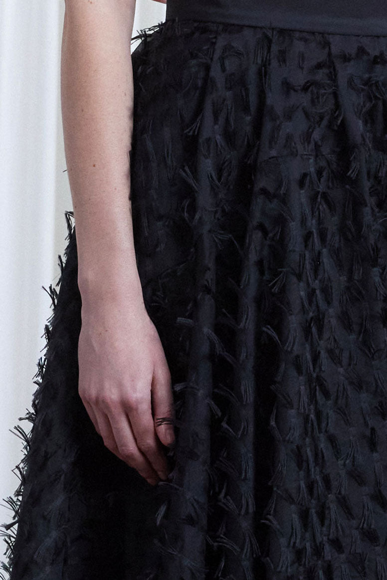 Gentle Collide Skirt, Black Organza Fringe