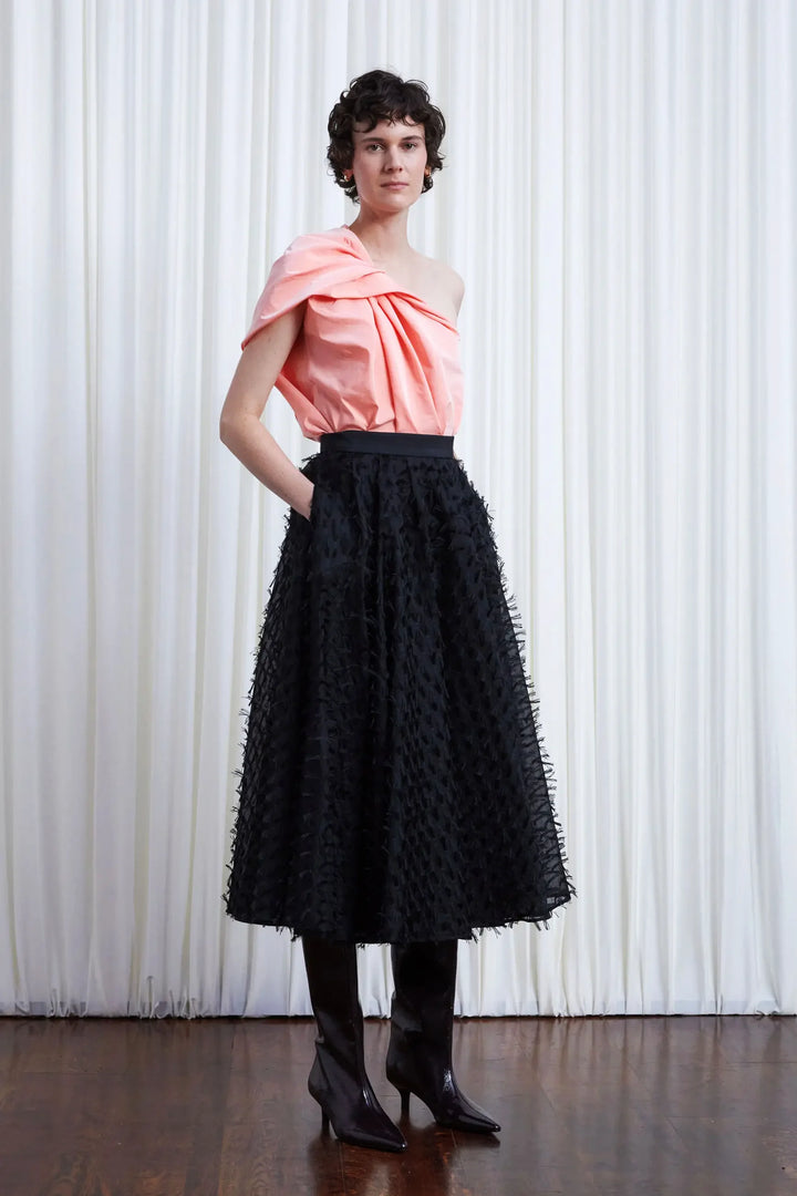 Gentle Collide Skirt, Black Organza Fringe