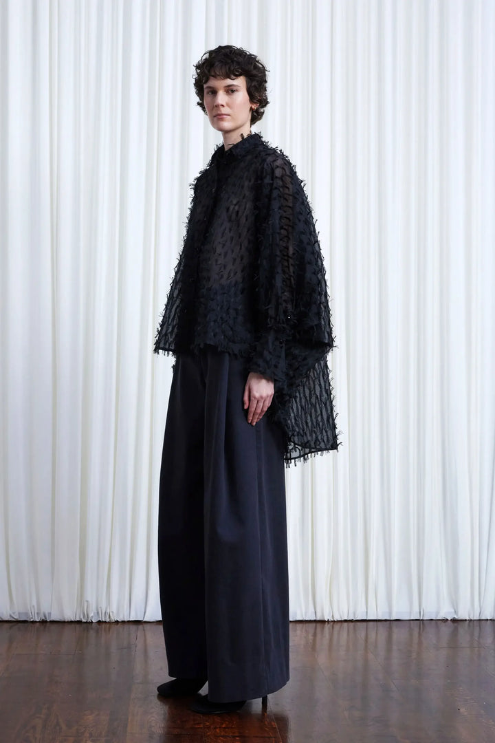 Comfort Found Shirt, Black Organza Fringe