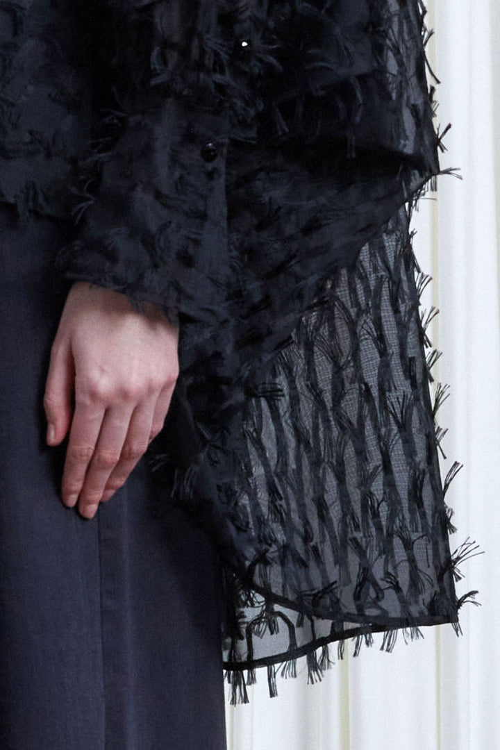 Comfort Found Shirt, Black Organza Fringe