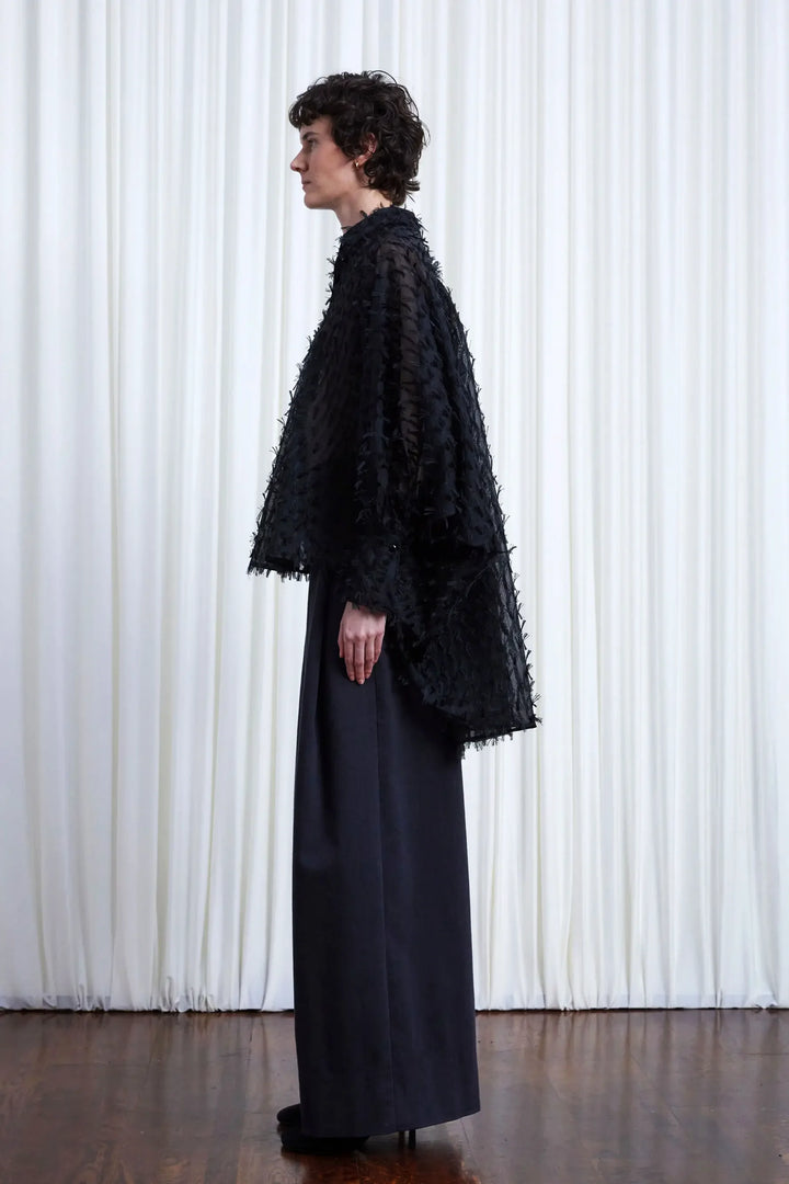 Comfort Found Shirt, Black Organza Fringe