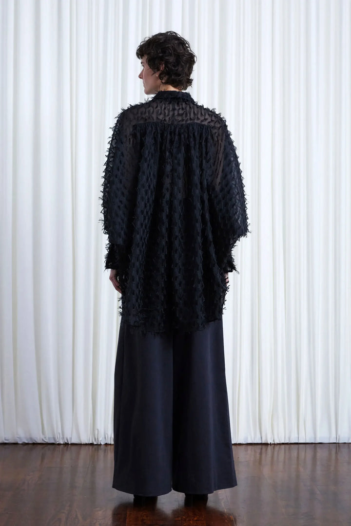 Comfort Found Shirt, Black Organza Fringe
