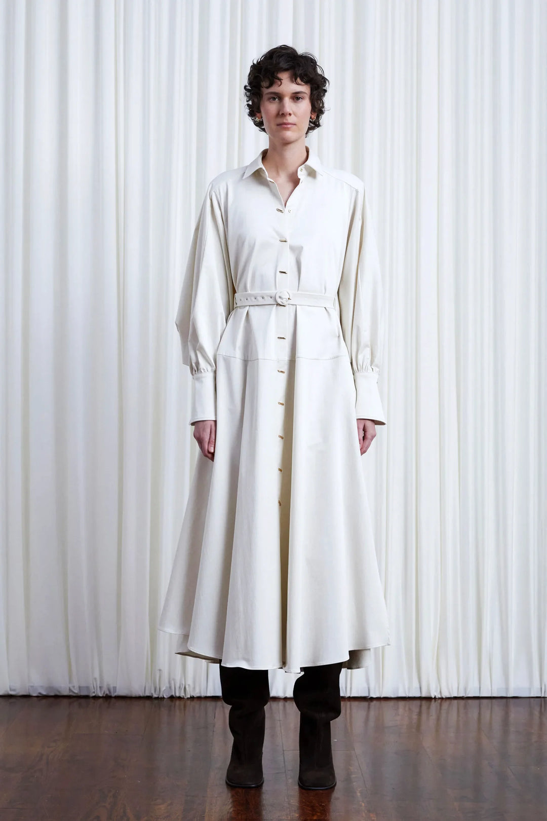 The Comfort Found Dress – Ivory Cotton Twill Midi Dress The Comfort Found Dress – Ivory Cotton Twill Midi Dress