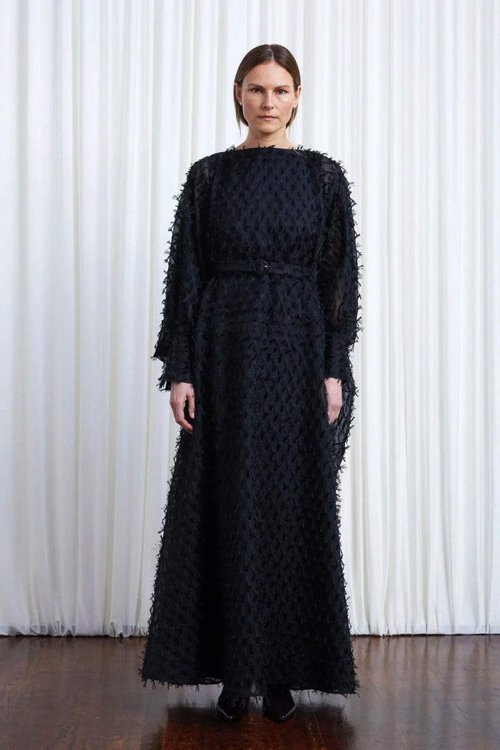 Comfort Found Gown, Black Organza Fringe