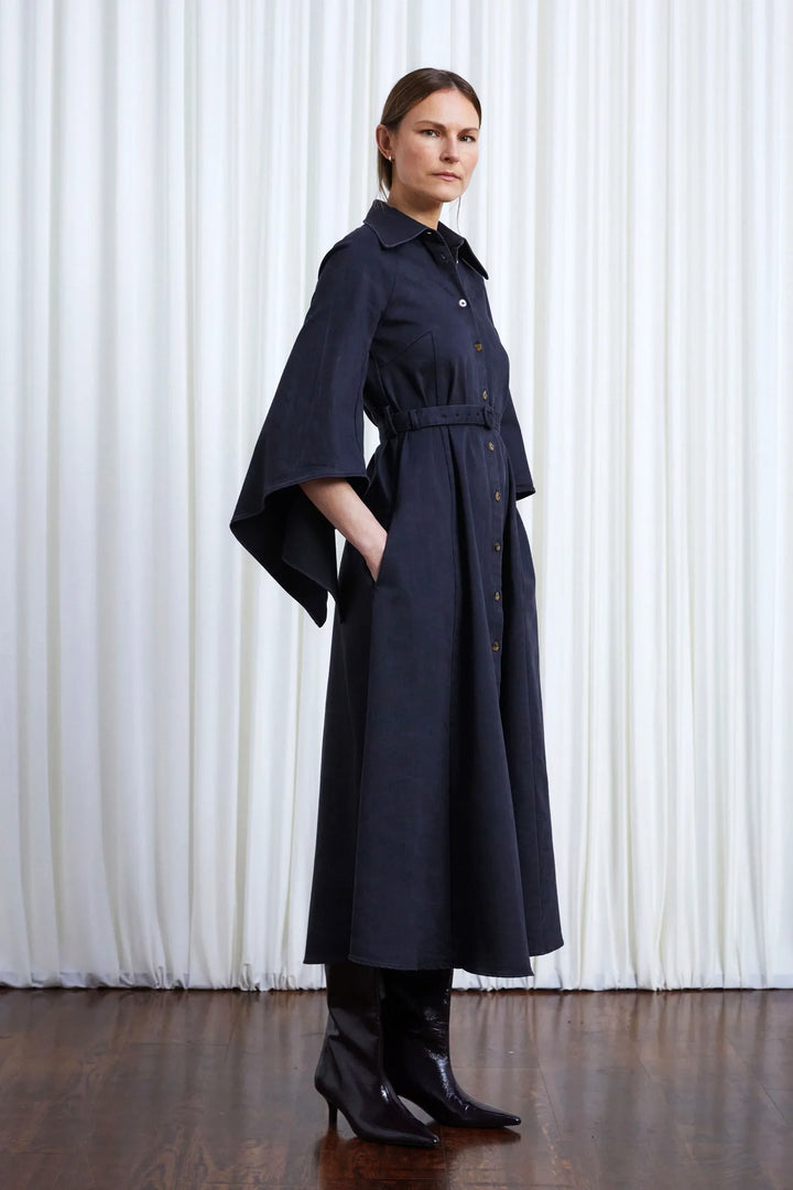 Devoted Dress, Charcoal Denim