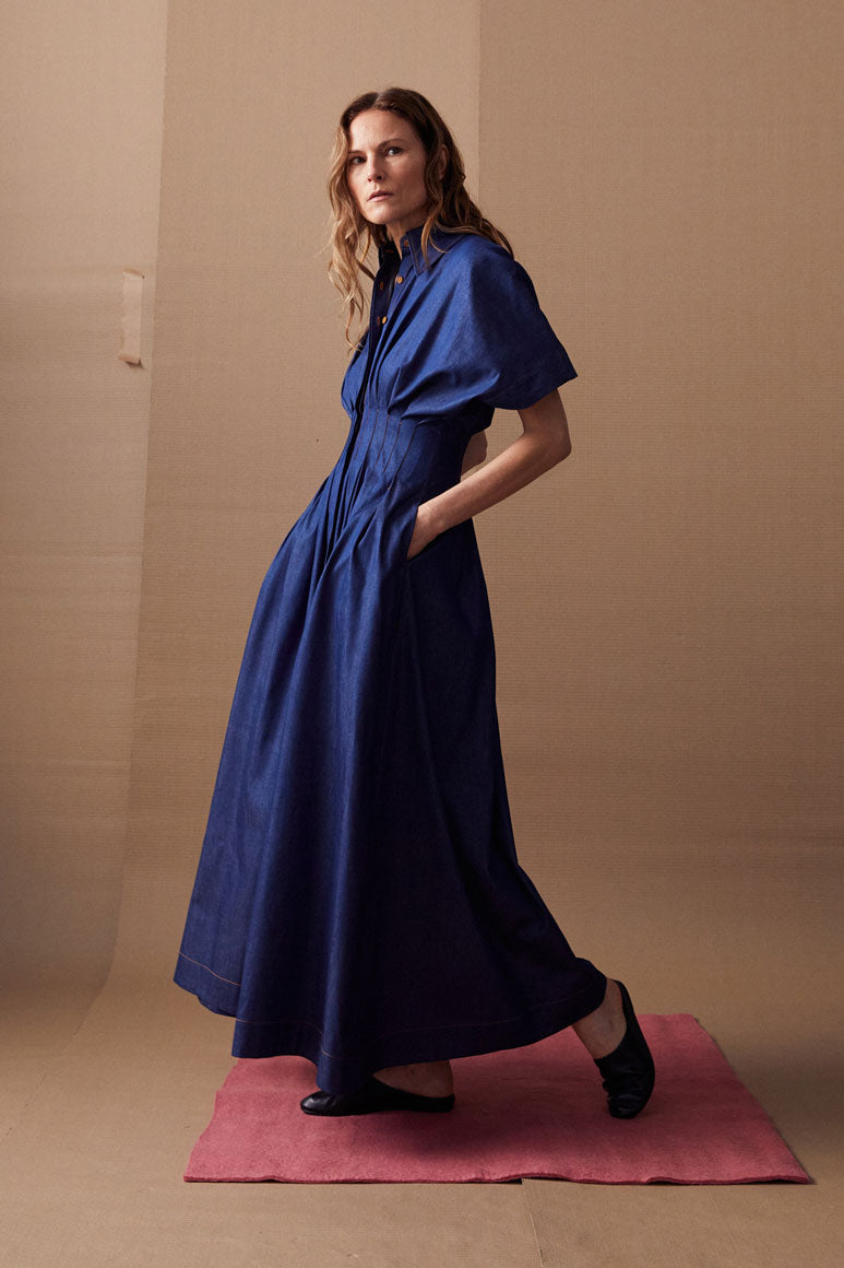 palmer harding shirt dress Palmer Harding April Striped Cotton-poplin Midi Shirt Dress In Navy