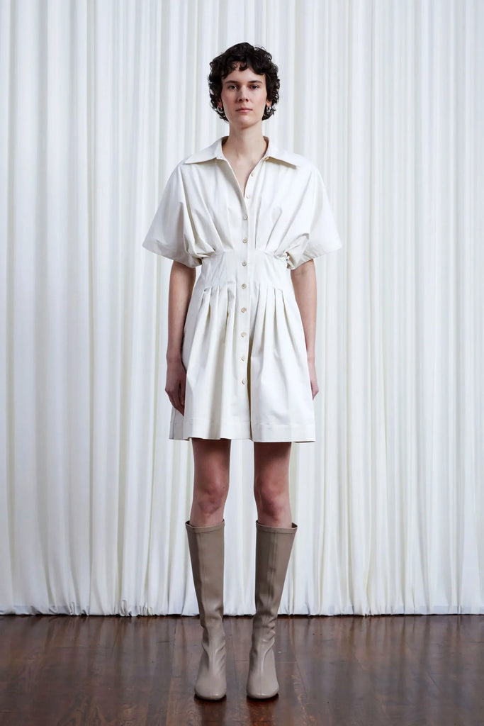 Courage Tunic, ivory cotton pleated waist tunic by palmer//harding