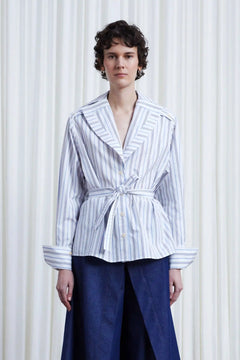 The Refuge Shirt in Blue Multi-Stripe Cotton Poplin – palmer//harding