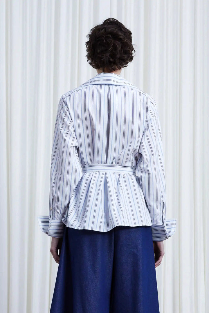 Refuge Shirt, striped cotton open lapel shirt