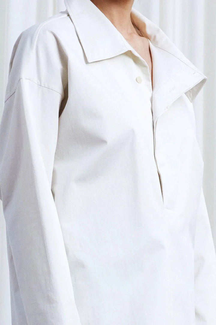 Sanctuary Shirt, ivory cotton asymmetric collar shirt