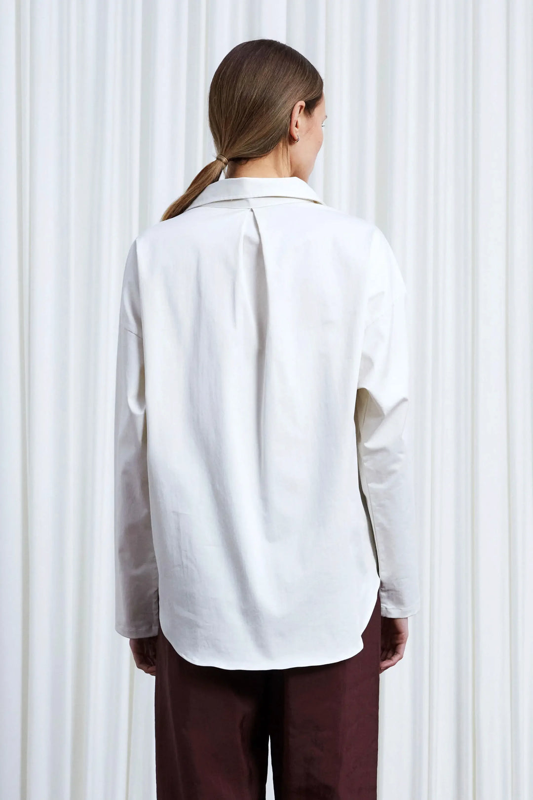 Sanctuary Shirt, ivory cotton asymmetric collar shirt