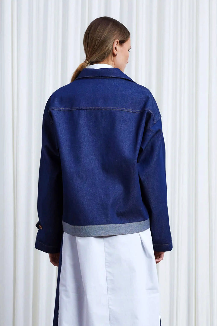Sanctuary Jacket, indigo denim asymmetric boxy jacket