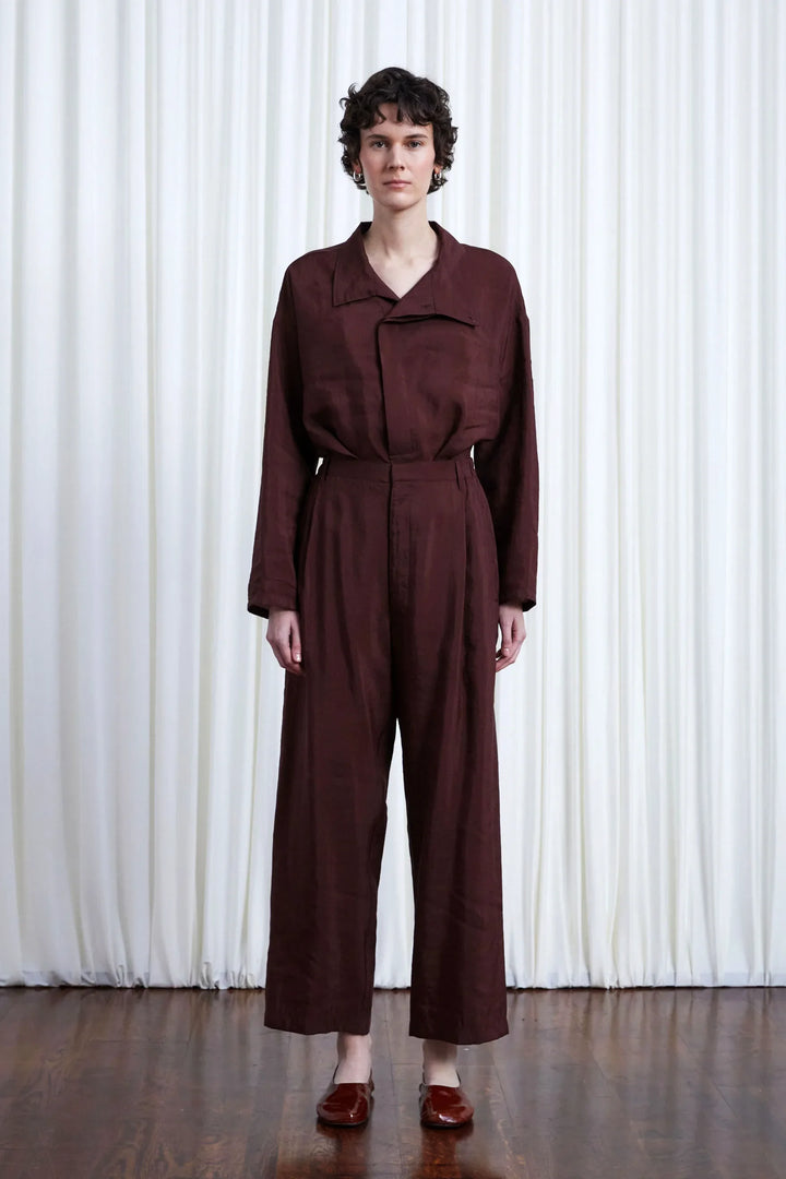 Sanctuary Trousers, oxblood habotai elastic back relaxed trouser
