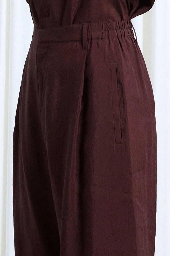 Sanctuary Trousers, oxblood habotai elastic back relaxed trouser