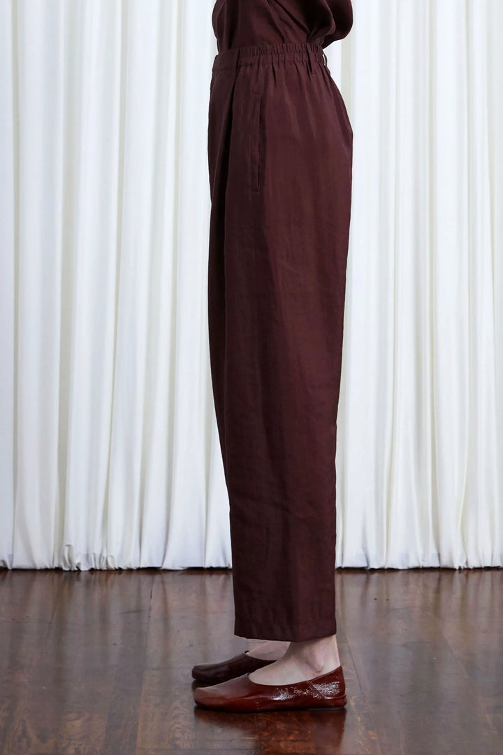 Sanctuary Trousers, oxblood habotai elastic back relaxed trouser
