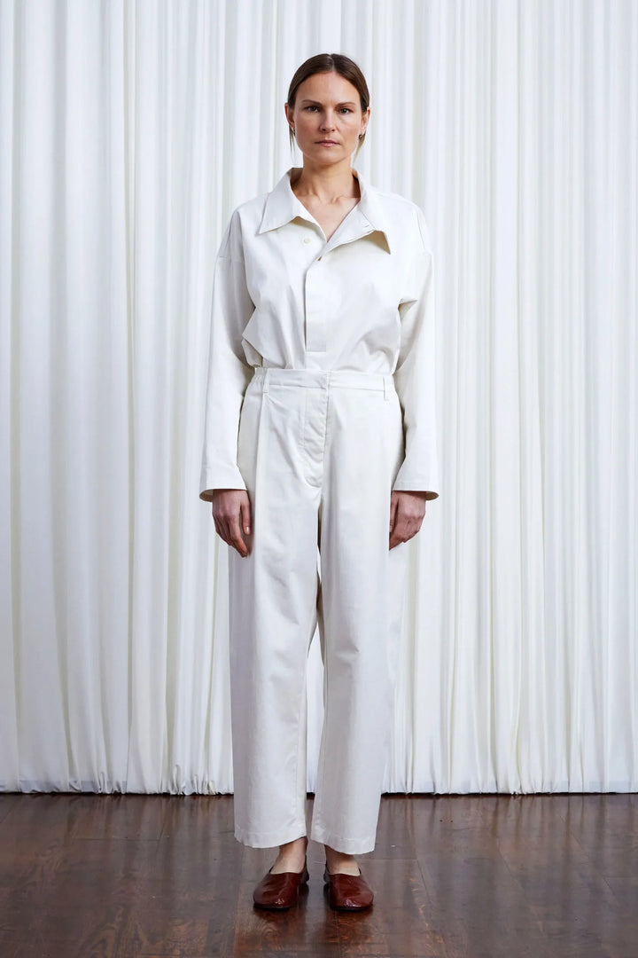 Sanctuary Trousers, ivory cotton elastic back relaxed trouser