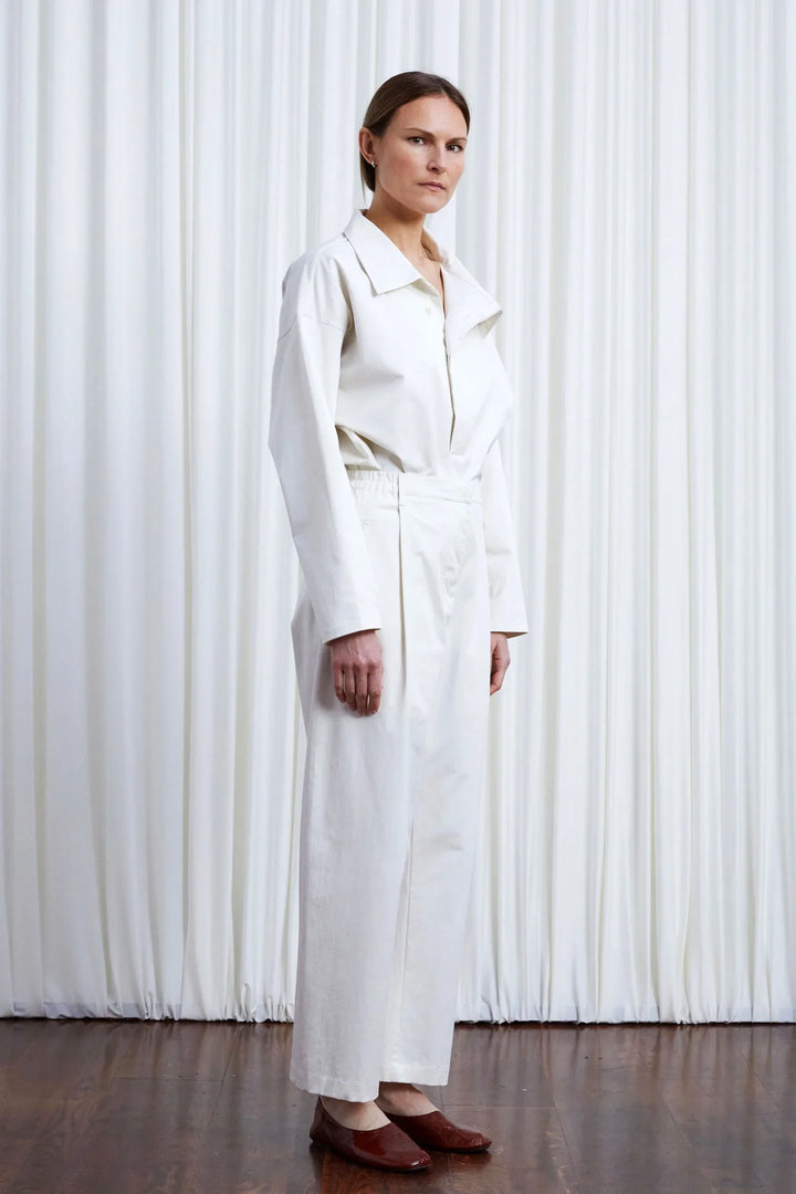 Sanctuary Shirt, ivory cotton asymmetric collar shirt